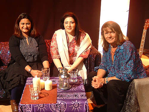 Tania Ahsan and Sahar Huneidi with Nick Ashron on Nick Ashron's Lightworker's Guide to the Galaxy TV Show